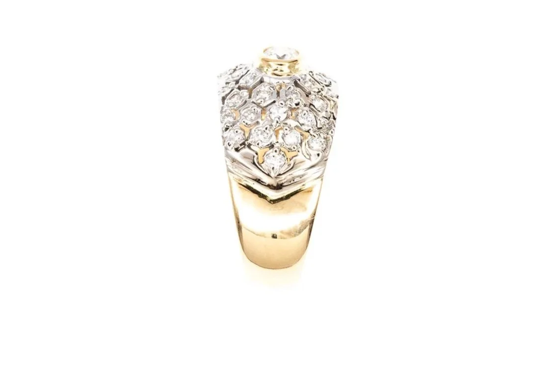 (S)White Yellow Gold Round Brilliant Cut Multi Diamond Ring