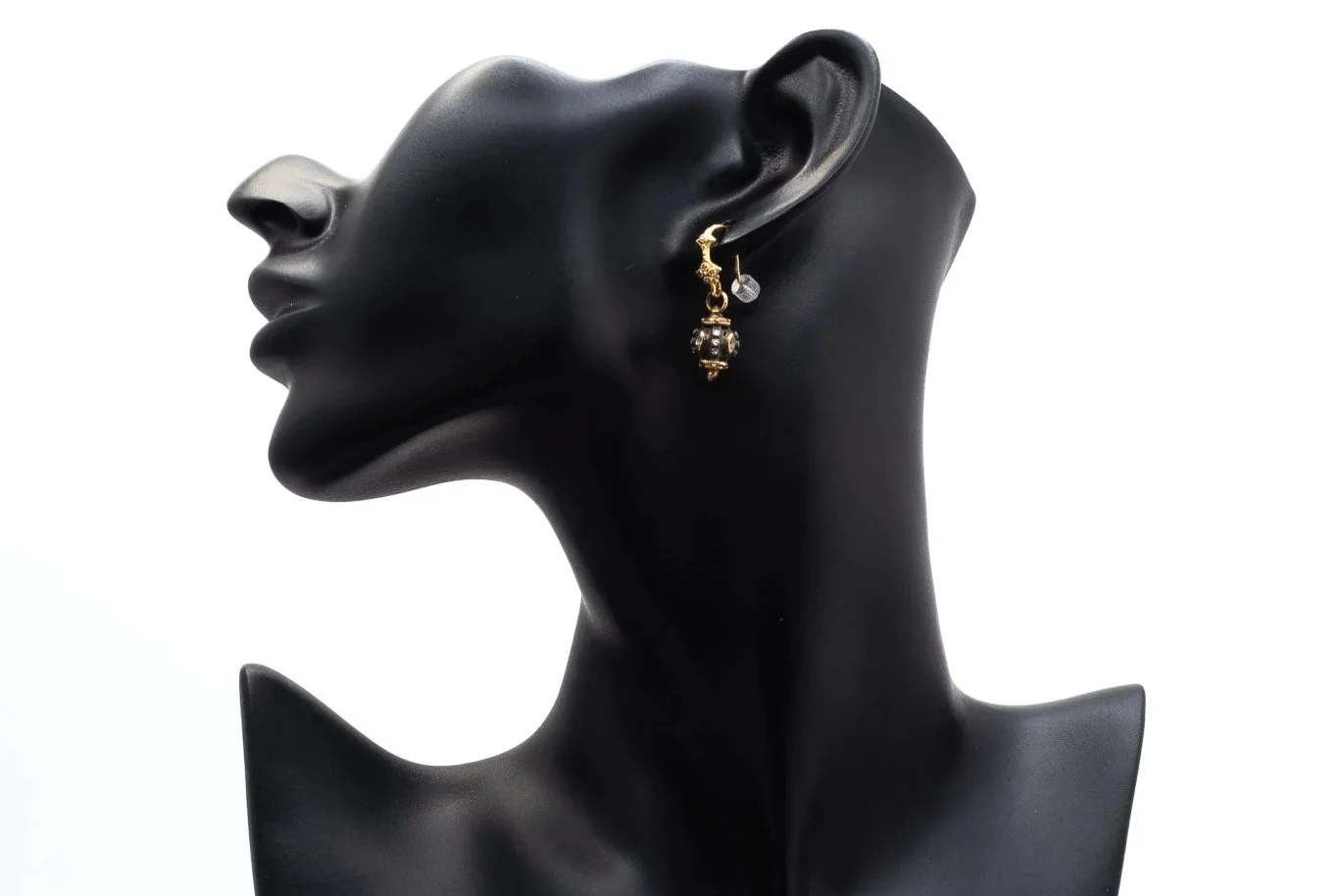 (S)Yellow Gold Sterling Silver Diamond White Sapphire Drop Dangle Shepherd Hook Earrings