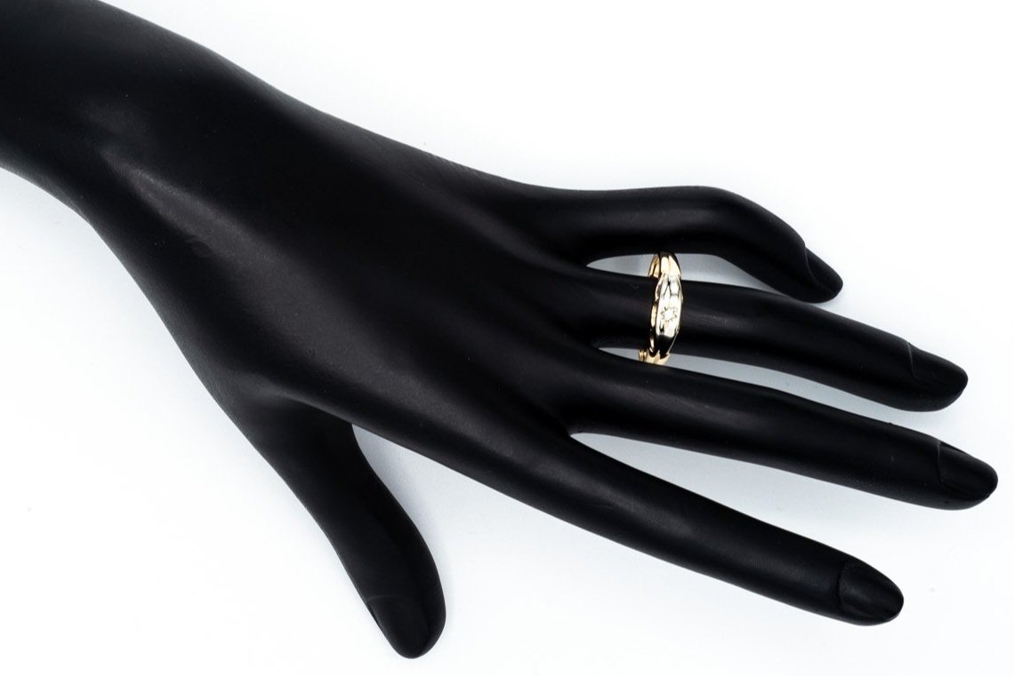 (H)White Yellow Gold Diamond Men's Band