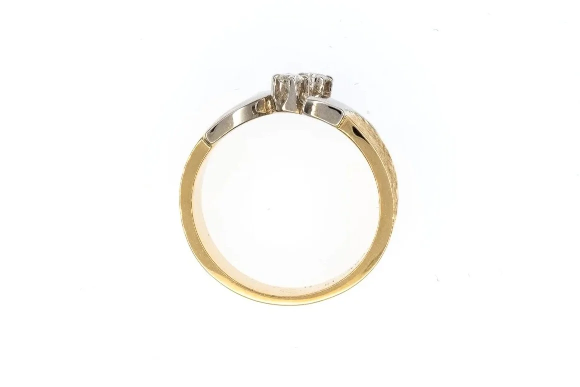 (F)White Gold Yellow Florentine Gold Diamond Ring