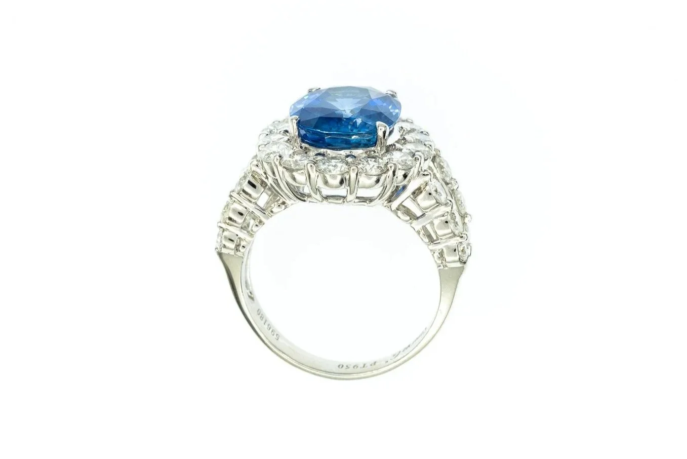 (F)Platinum Diamond Sapphire Simon G Designer Gemstone Ring