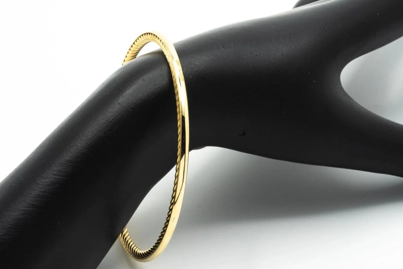 (W)Yellow Gold David Yurman Inside Classic Cable Bangle Bracelet