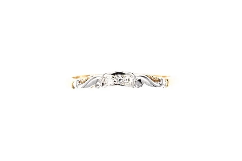 (T)White Yellow Gold Diamond Band