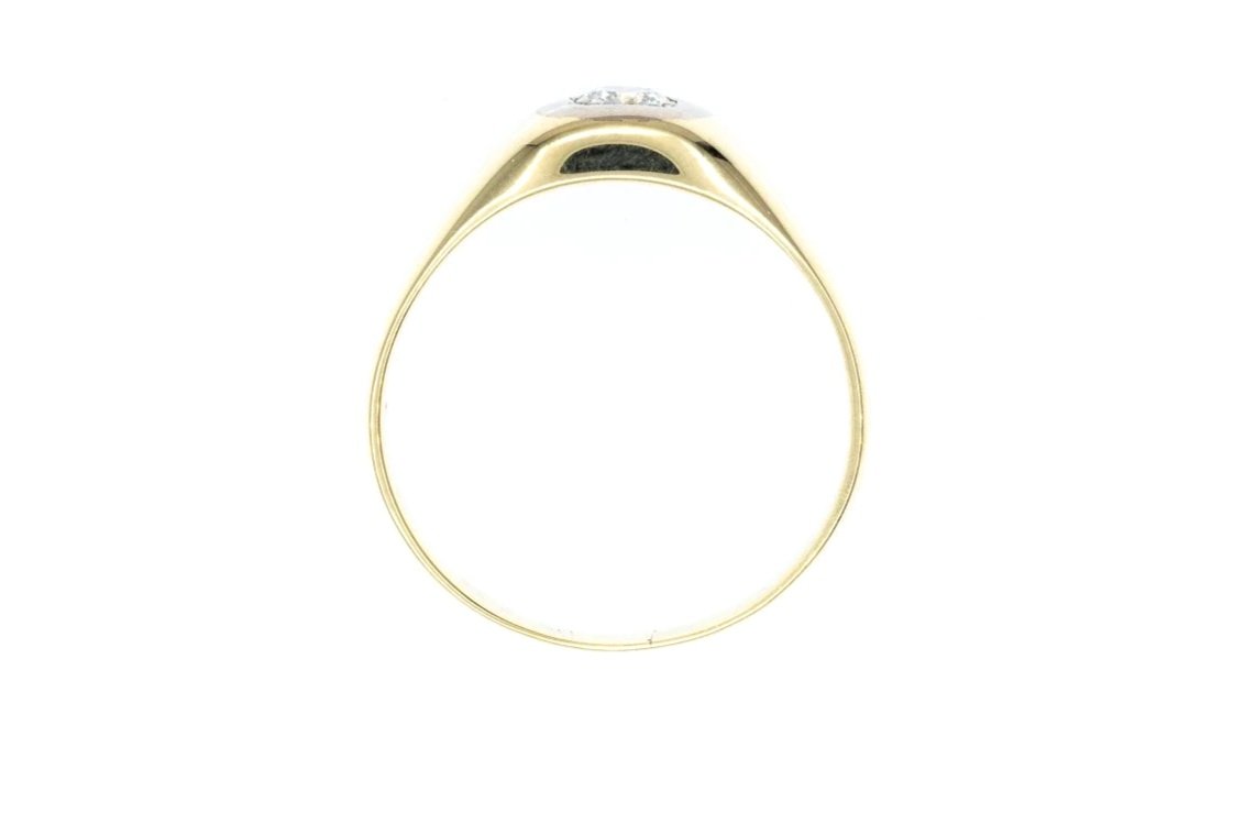 (F)Solitaire Yellow Gold Round Brilliant Cut Diamond Men's Band