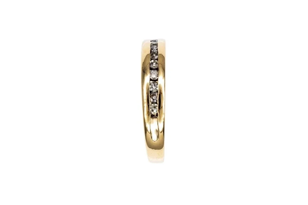(S)Yellow Gold Single Cut Diamond Band
