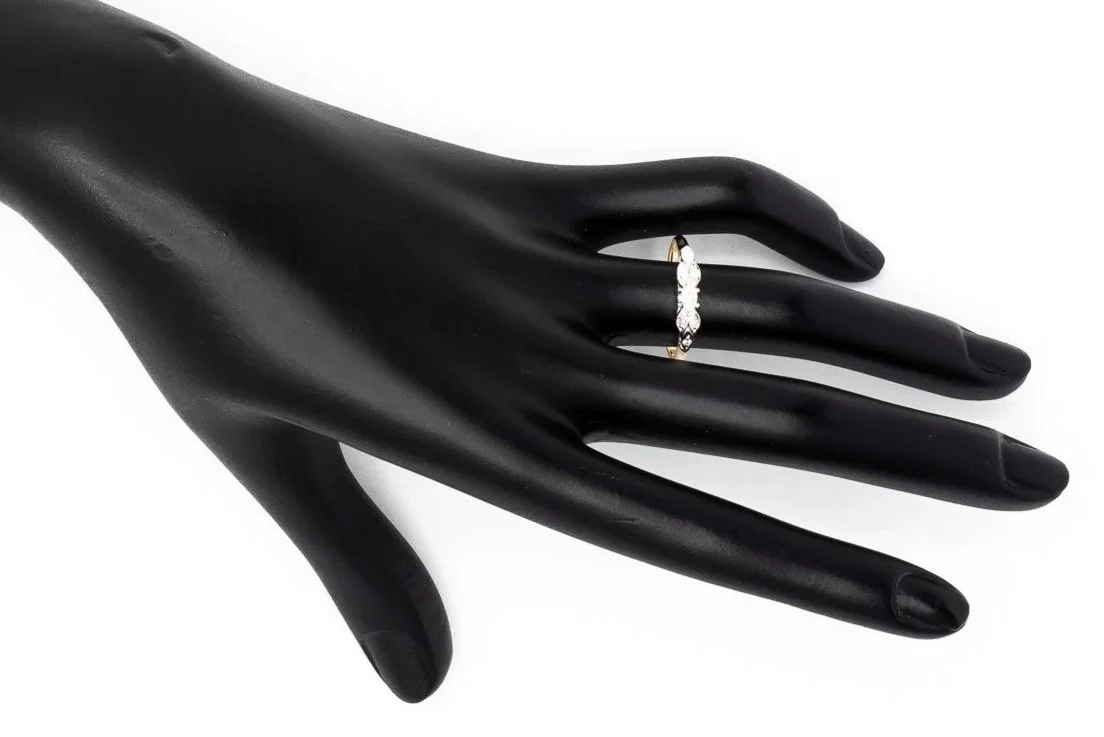 (H)Yellow White Gold Single Cut Diamond Ladies Band