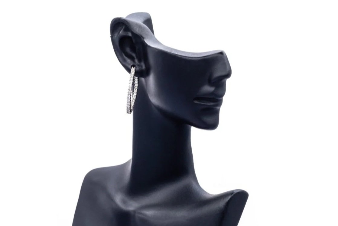 (F)Christopher Sommers Diamond White Gold Hoop Earrings
