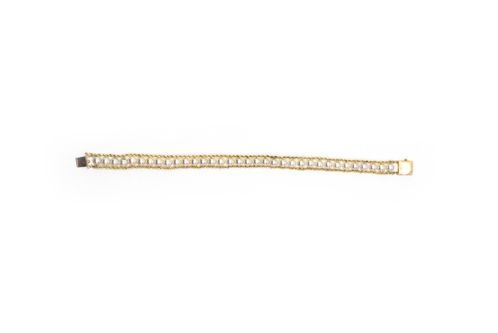 (T)Yellow Gold Akoya Cultured Pearl Fancy Bracelet