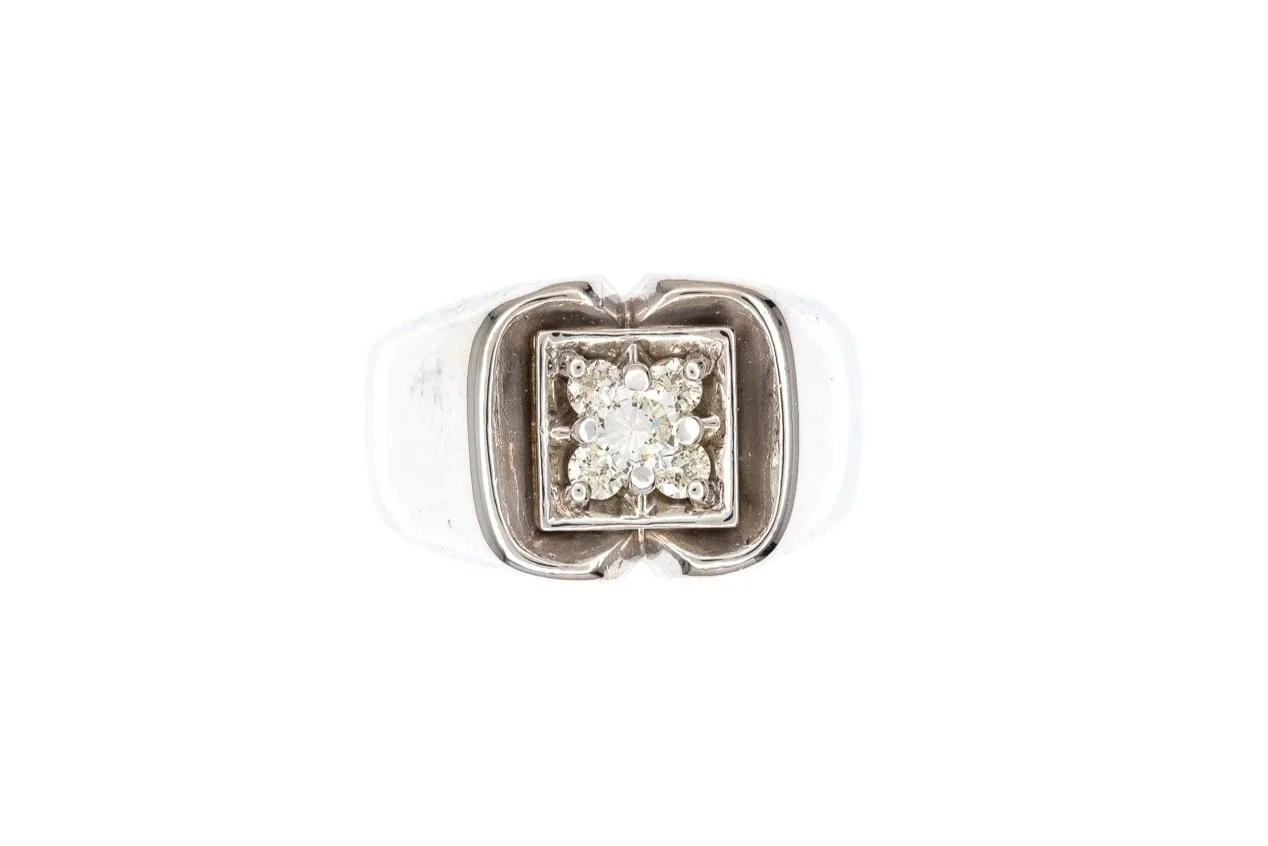 (T)White Gold Round Brilliant Cut Men's Band