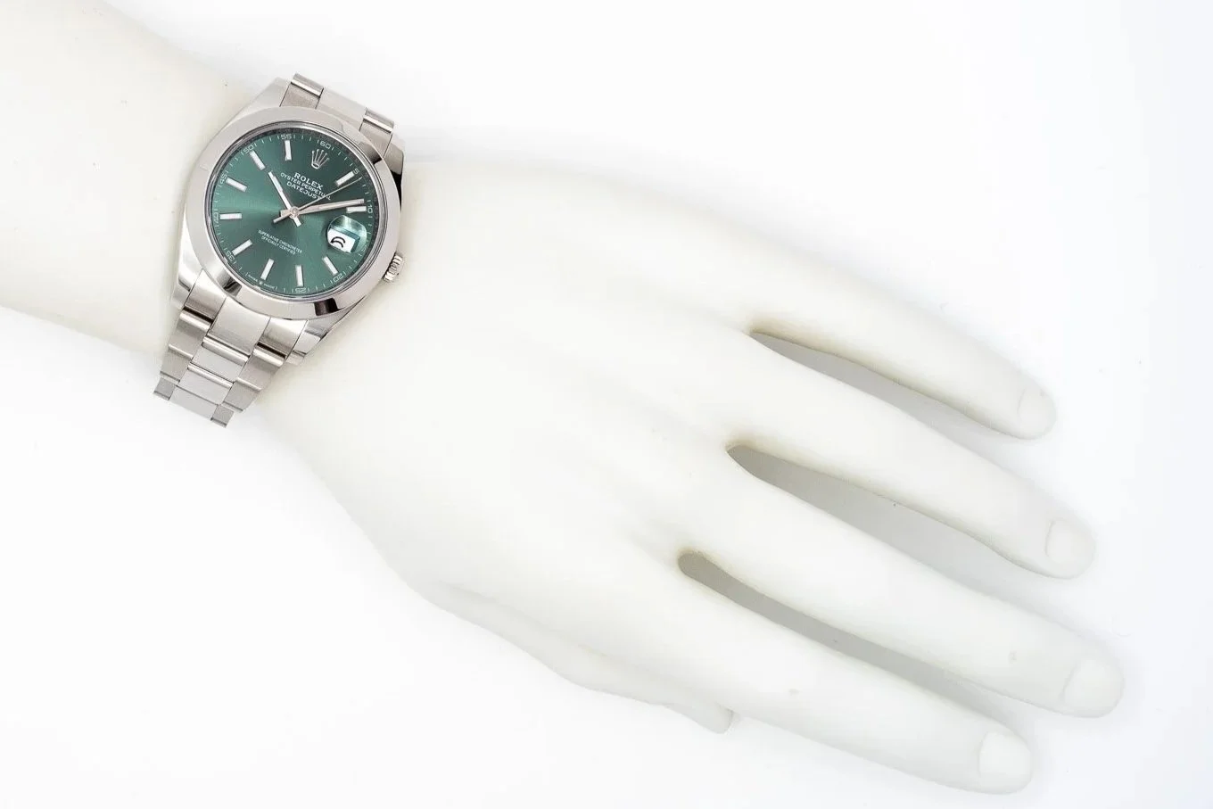 (H)41mm Stainless Steel Rolex Oyster Perpetual Datejust Automatic Mint Green Wristwatch