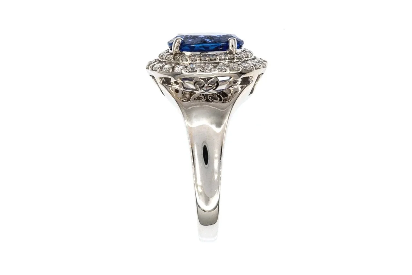 (S)White Gold Diamond Tanzanite Gemstone Ring