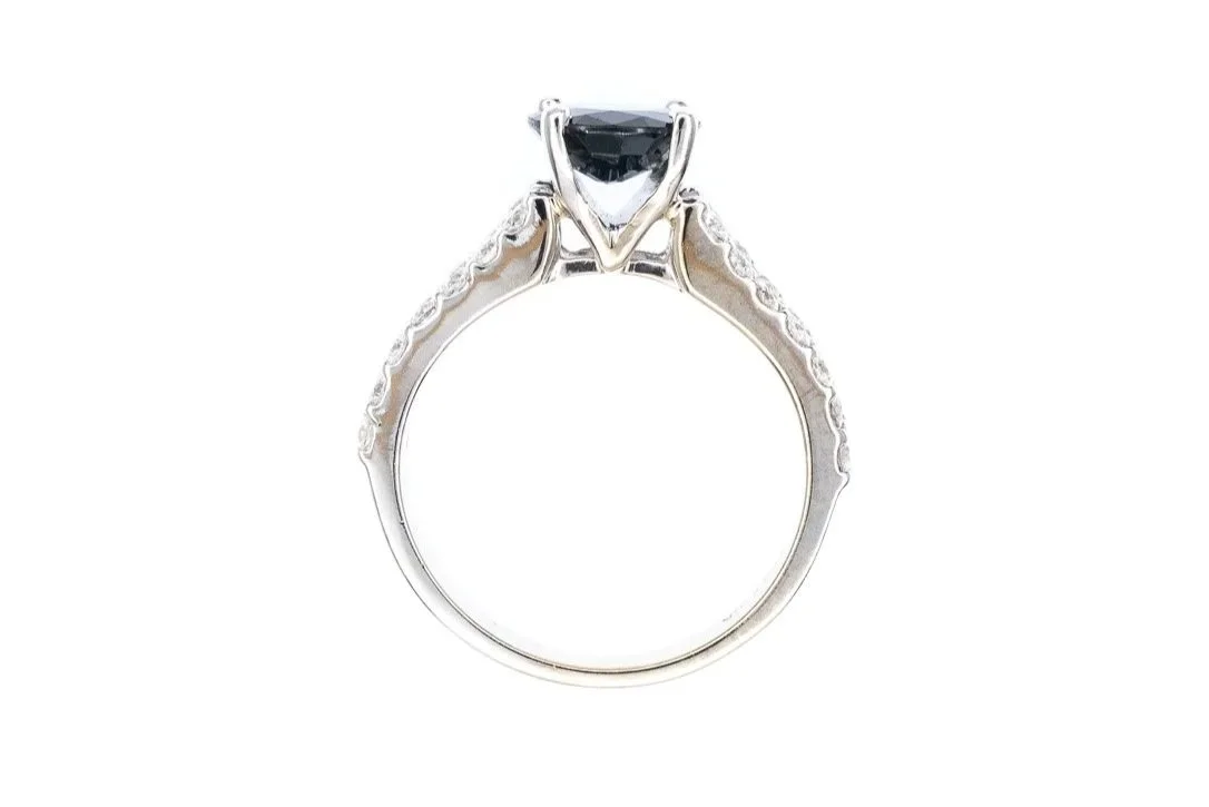(F)White Gold Diamond Sapphire Gemstone Ring
