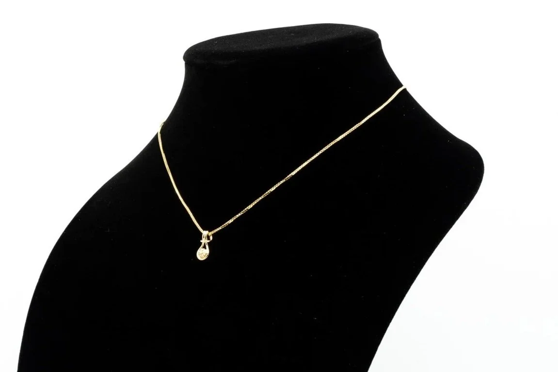 (S)Yellow Gold Diamond Drop Slider Pendant