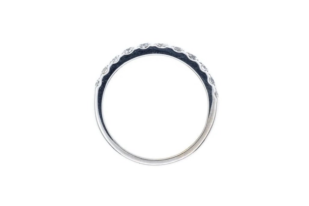 (F)White Gold Round Brilliant Cut Diamond Wedding Band