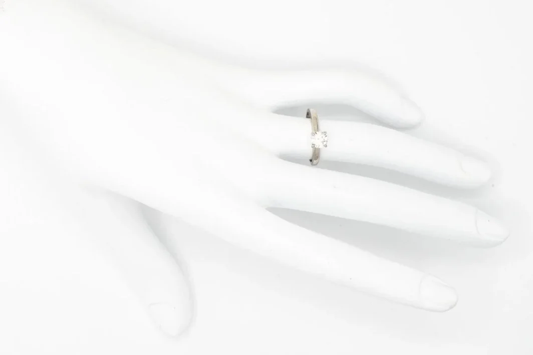 (H)Palladium Solitaire Round Brilliant Cut Diamond Engagement Ring