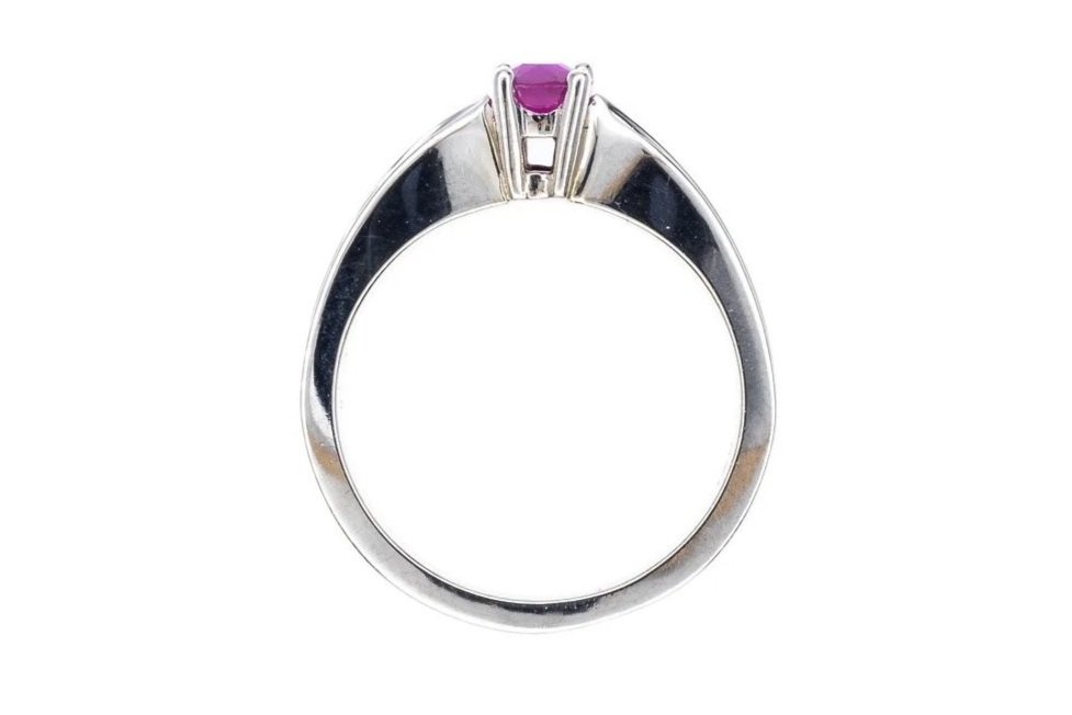 (F)White Gold Solitaire Untreated Pink Sapphire Gemstone Ring
