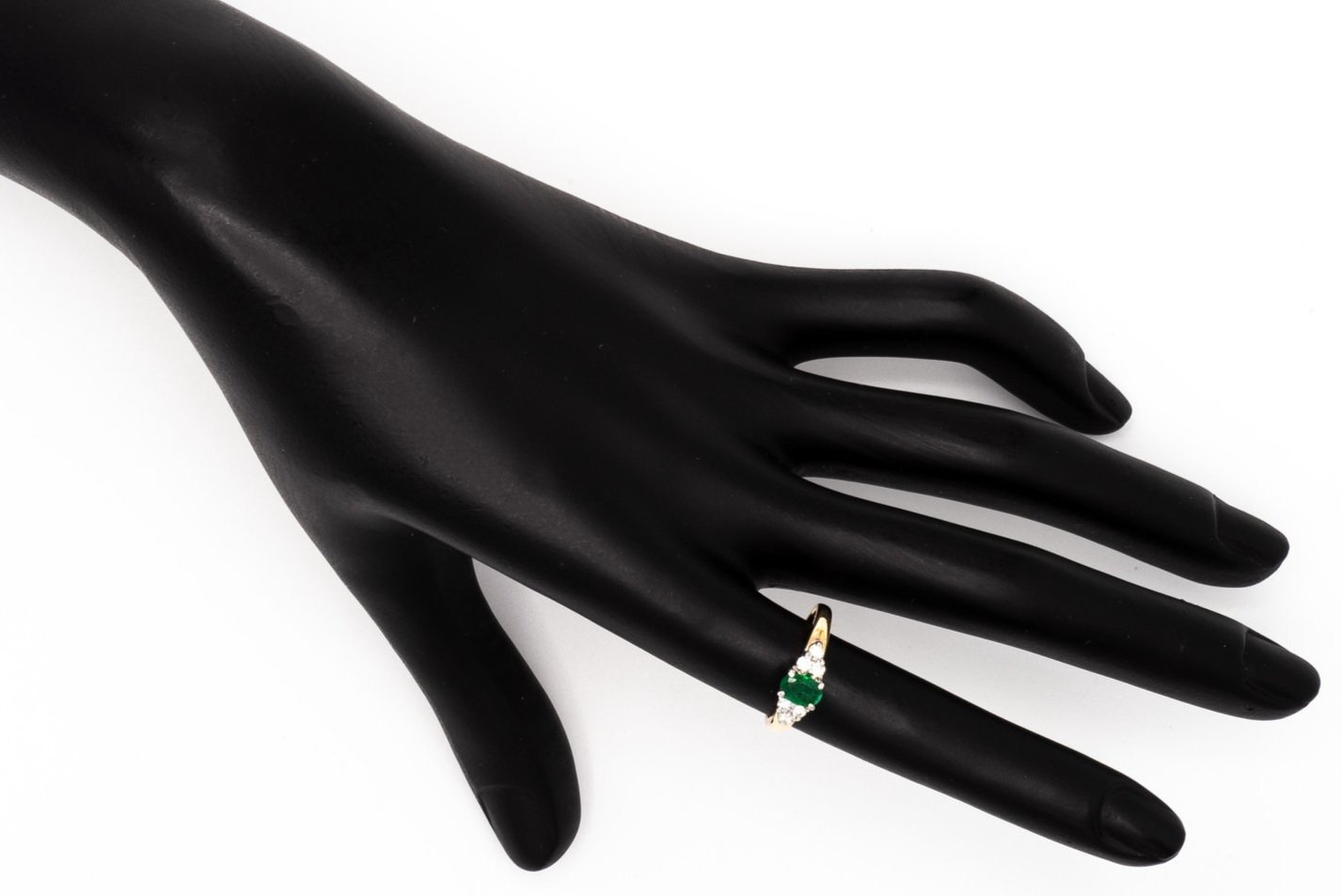 (H)Yellow Gold Diamond Emerald Birks Designer Gemstone Ring