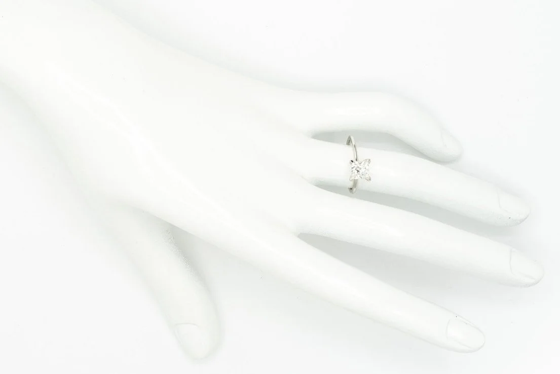 (H)White Gold Solitaire Princess Cut Lab Grown Diamond Engagement Ring