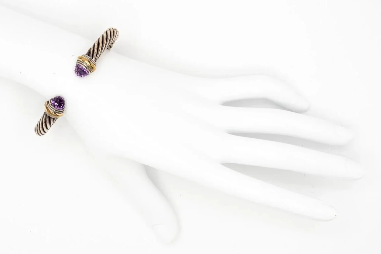 (H)Yellow Gold Sterling Silver David Yurman Bangle Bracelet