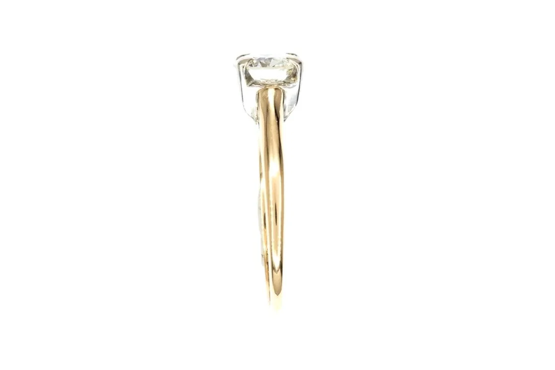 (S)Yellow White Gold Solitaire Round Brilliant Cut Diamond Engagement Ring