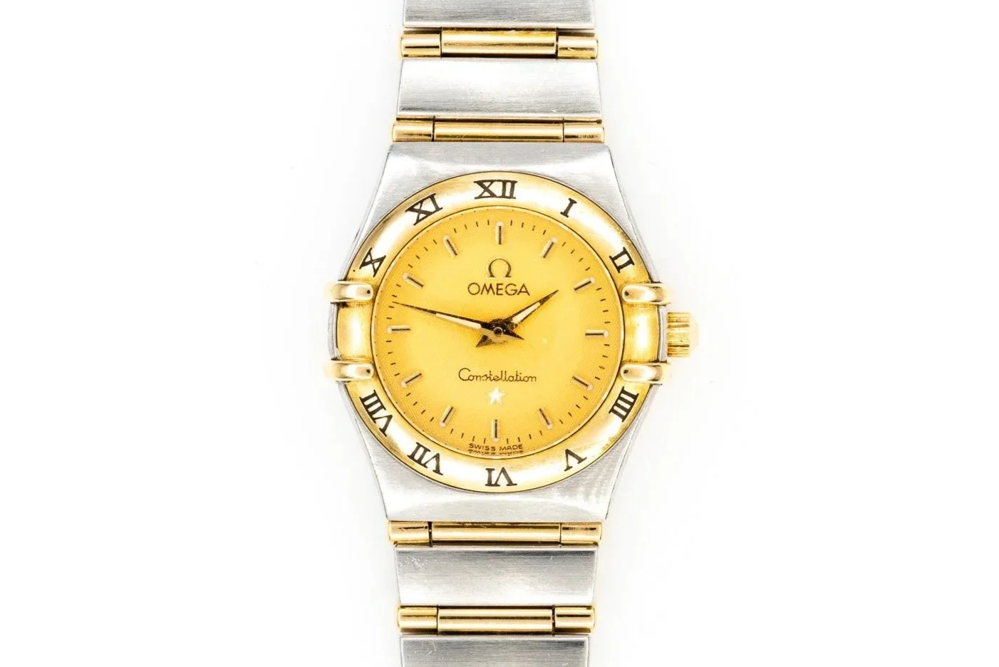 (T)23mm Stainless Steel Yellow Gold Omega Constellation Quartz Wristwatch