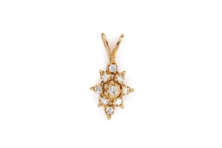 (T)Yellow Gold Diamond Cluster Diamond Pendant