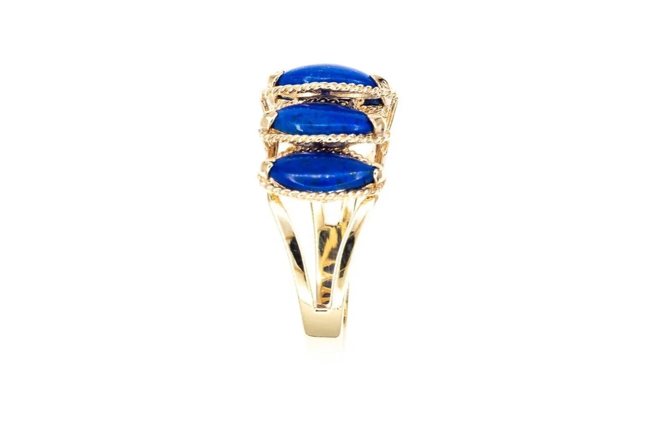 (S)Yellow Gold Lapis Lazuli Gemstone Ring
