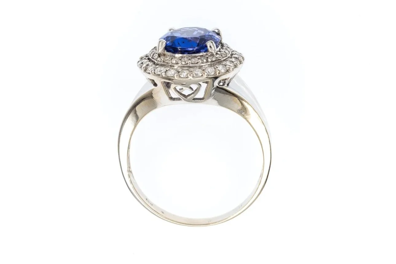 (F)White Gold Diamond Tanzanite Gemstone Ring