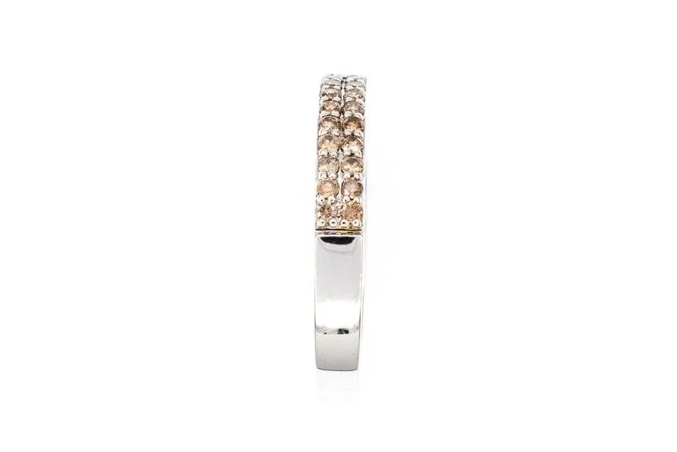 (S)White Gold Round Brilliant Cut Brown Diamond Band