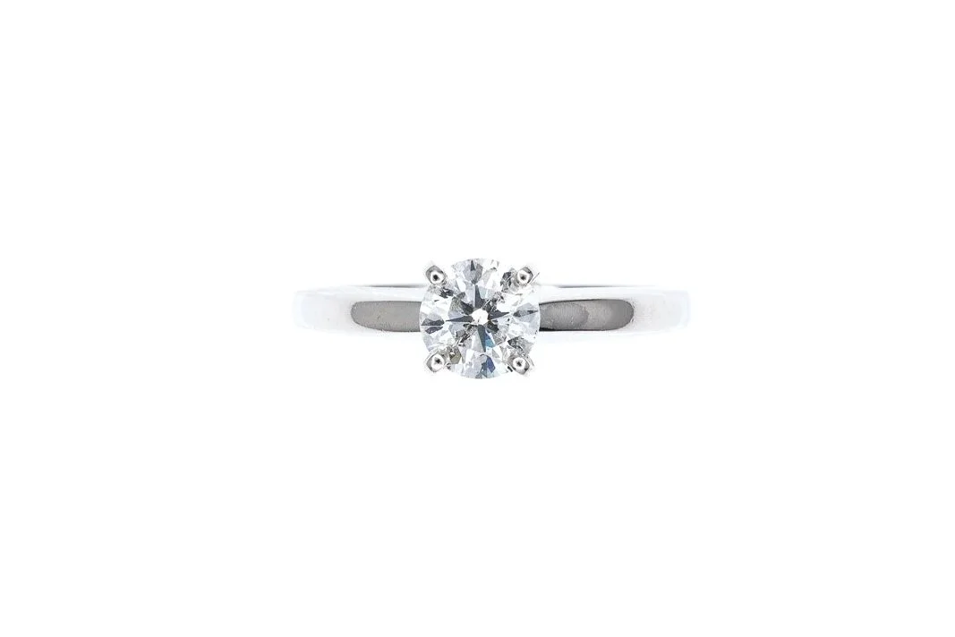(T)Palladium Solitaire Round Brilliant Cut Diamond Engagement Ring
