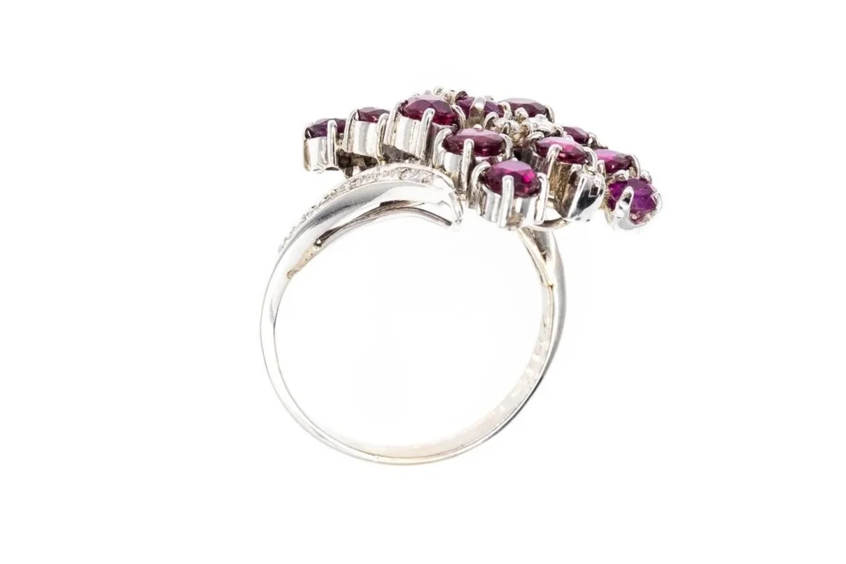 (Fb)White Gold Diamond Ruby Gemstone Ring