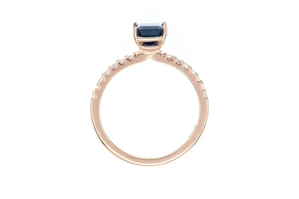 (F)Rose Gold Diamond Pink Sapphire Gemstone Ring