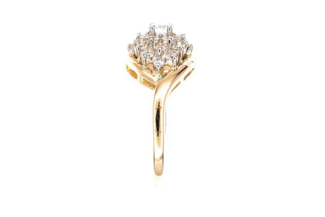 (S)Yellow Gold Multi Diamond Cluster Ring