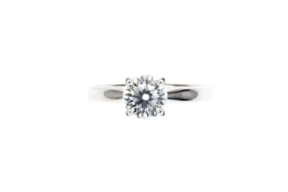 (T)White Gold Solitaire Round Modified Brilliant Cut Canadian Diamond Engagement Ring