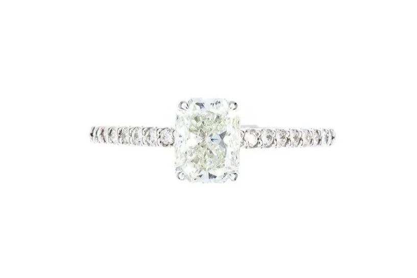 (T)White Gold Radiant Cut Diamond Engagement Ring