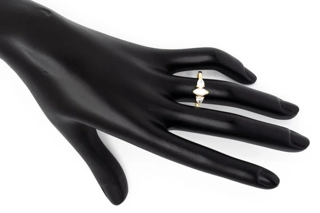 (H)Yellow Gold Marquise Pear Brilliant Cut Multi Diamond Ring