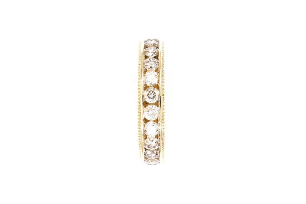 (S)Yellow Gold Round Brilliant Cut Eternity Band
