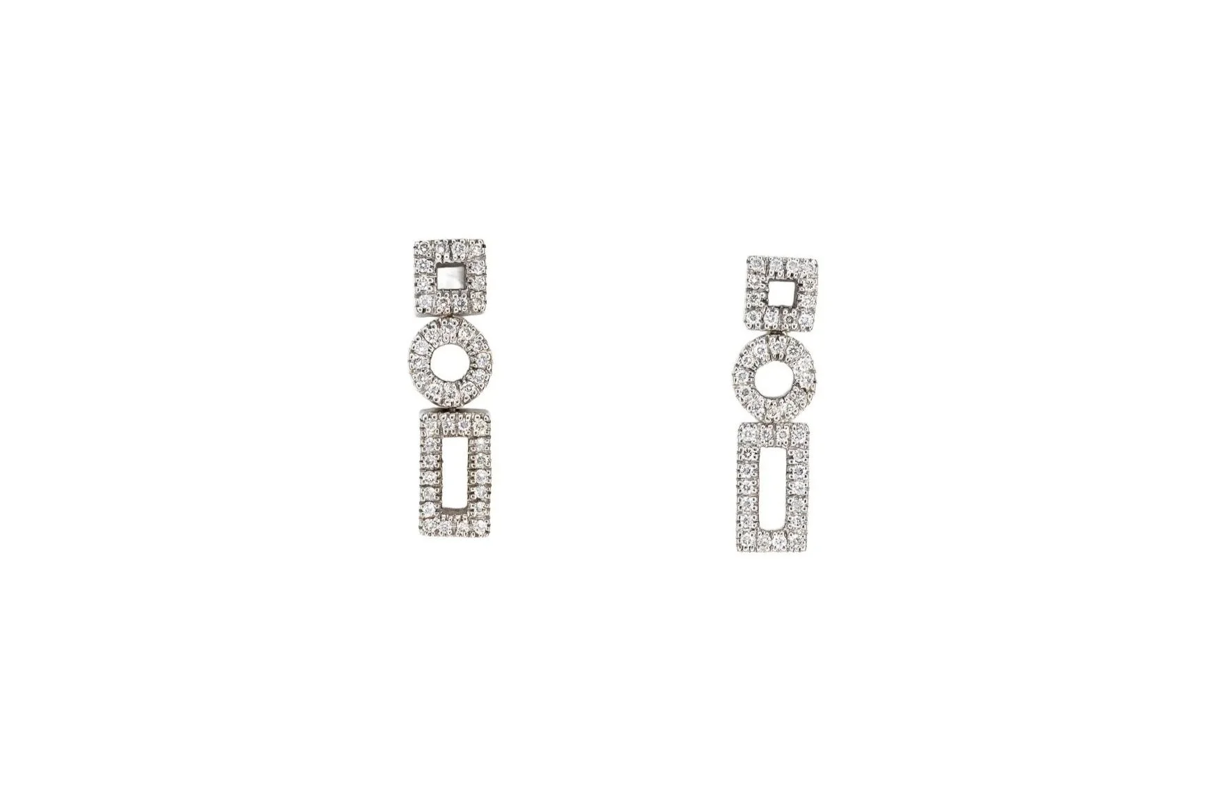 (T)White Gold Round Brilliant Cut Diamond Drop Stud Earrings