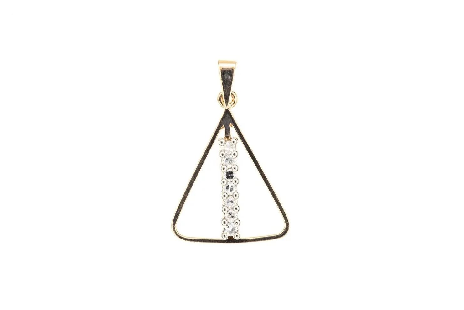 (T)Yellow Gold Diamond Triangular Pendant