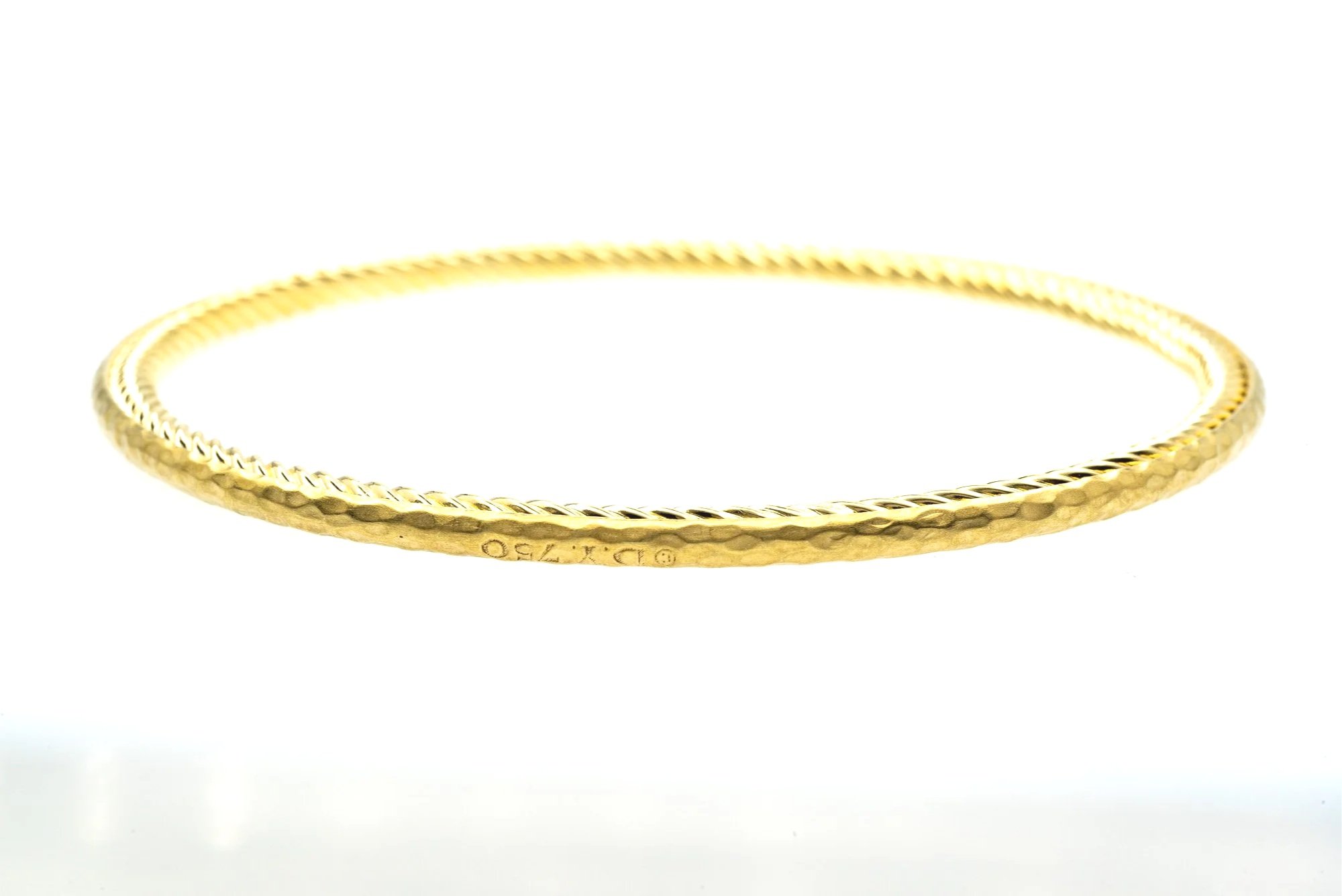 (F)Yellow Gold David Yurman Inside Classic Cable Bangle Bracelet