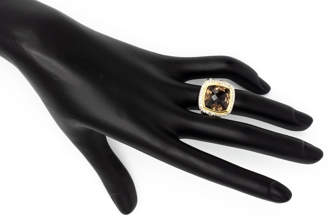 (H)Sterling Silver Yellow Gold Diamond Smoky Quartz David Yurman Albion Ring