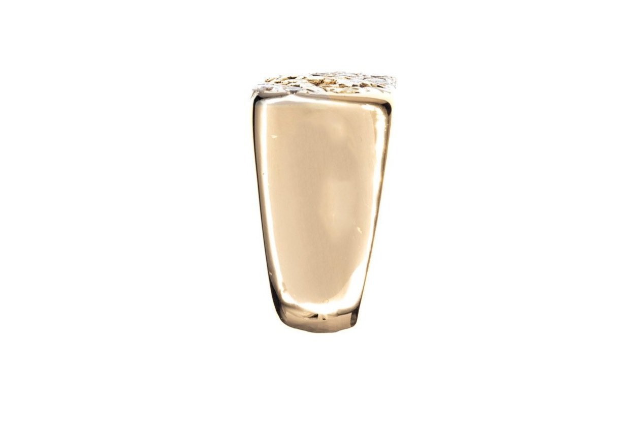 (S)White Yellow Gold Round Brilliant Cut Multi Diamond Nugget Inlay Ring