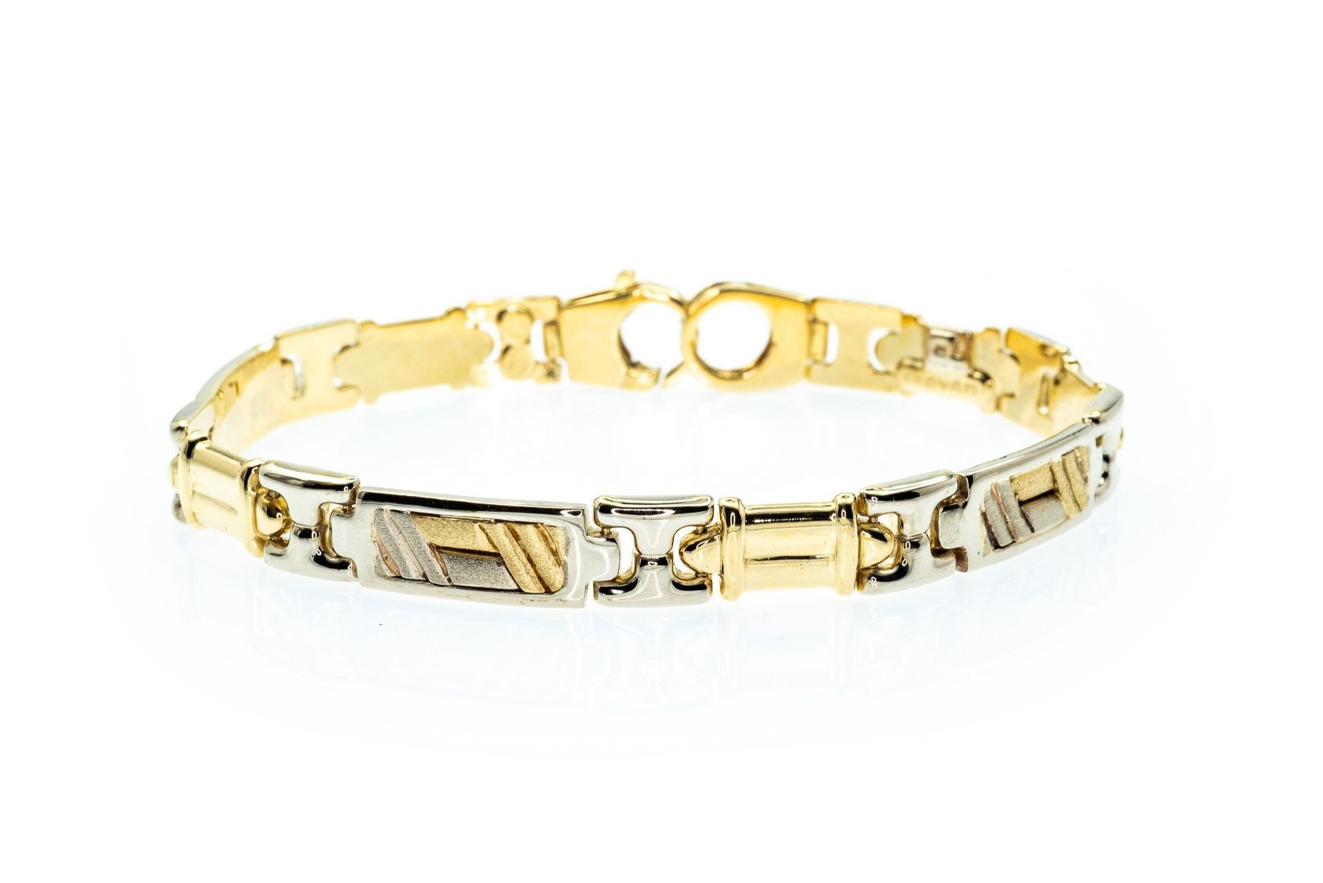 (F)White Yellow Gold Men's Fancy Link Bracelet