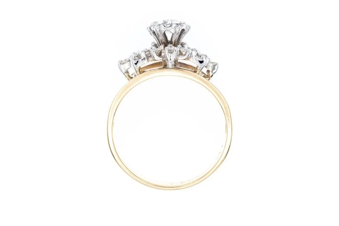 (F)Yellow Gold Multi Diamond Cluster Ring