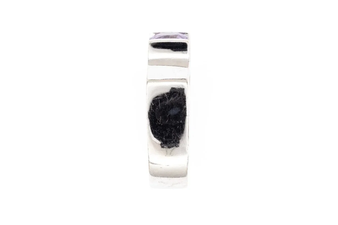 (S)White Gold Solitaire Kunzite Gemstone Ring