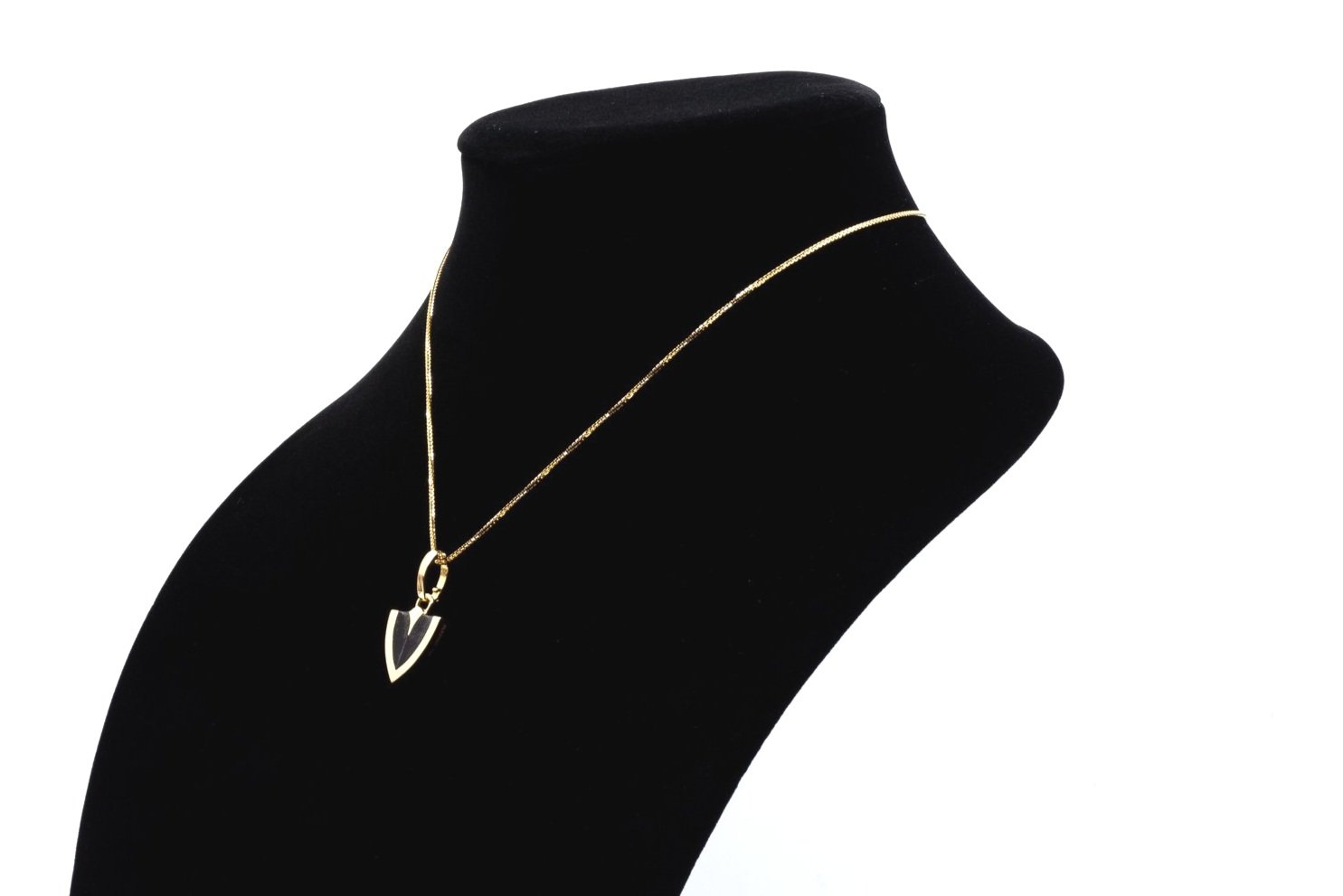 (S)Yellow Gold Black Coral Inlay Mokume Gane Drop Dangle Pendant