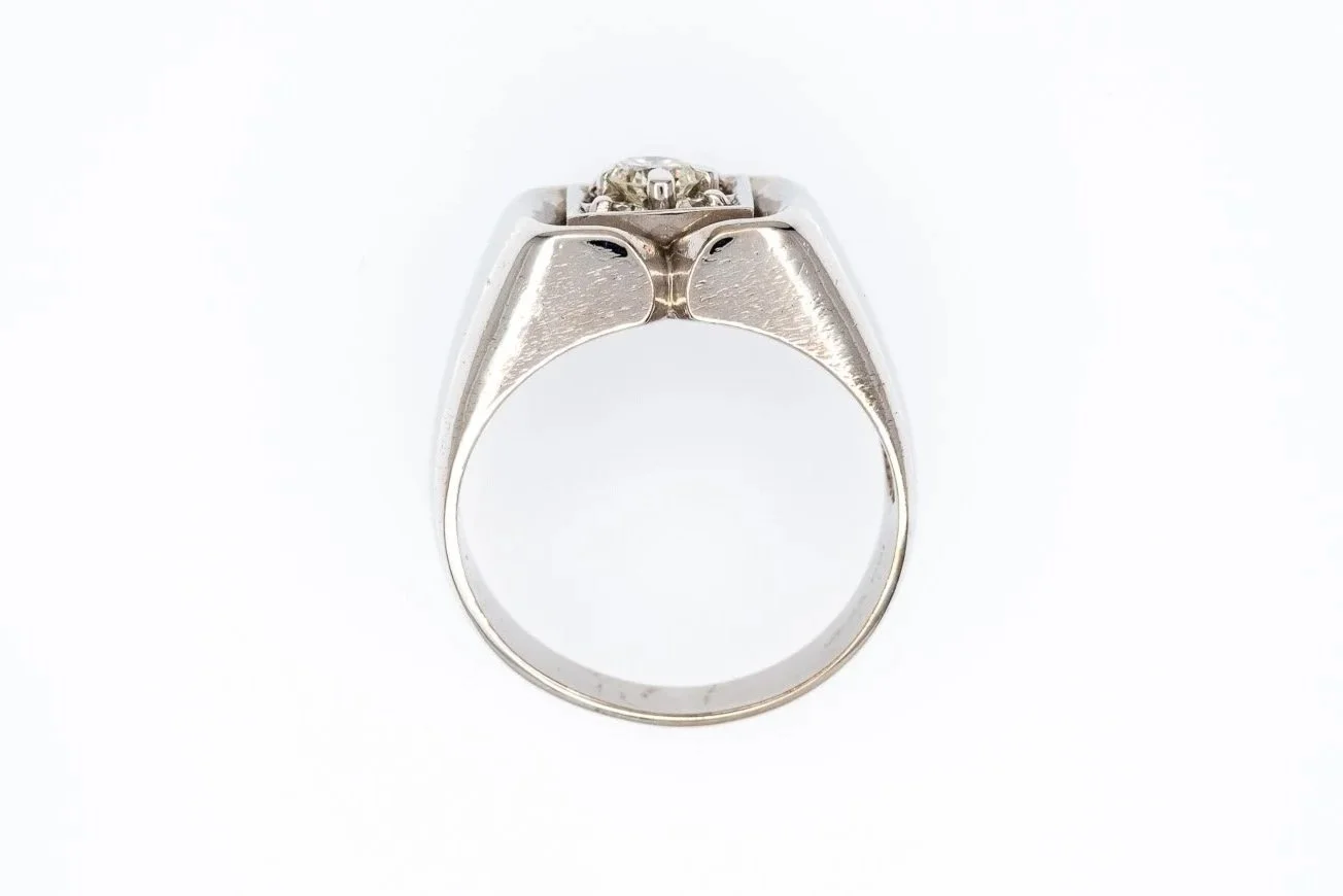 (F)White Gold Round Brilliant Cut Men's Band