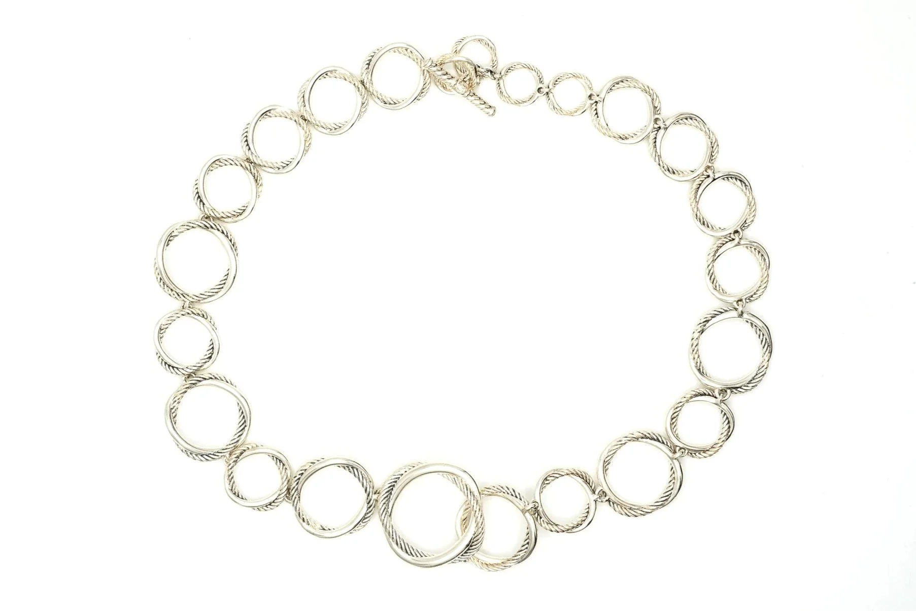 (T)Sterling Silver David Yurman Graduated Designer Necklace