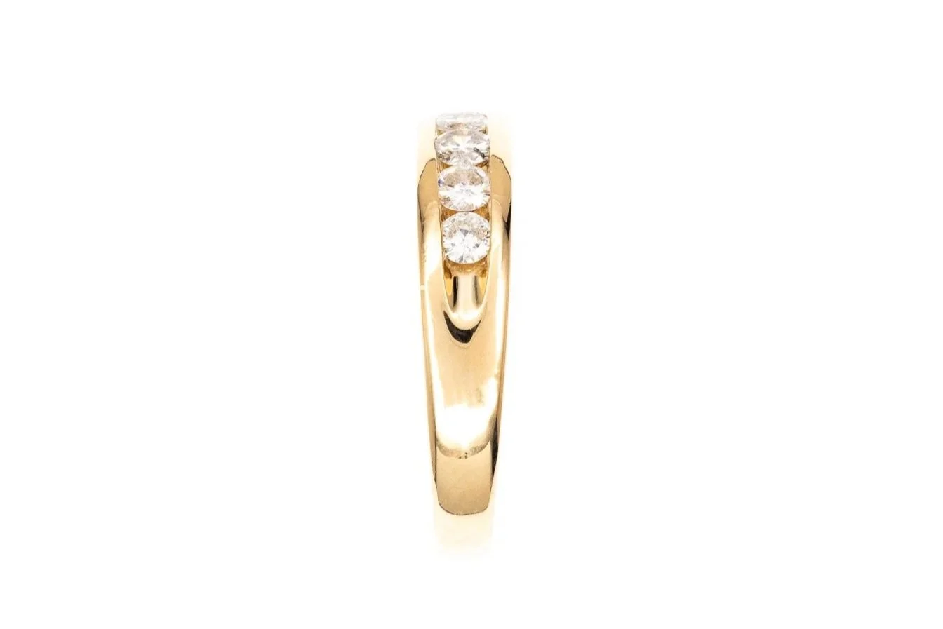 (S)Yellow Gold Round Brilliant Cut Diamond Men's Band