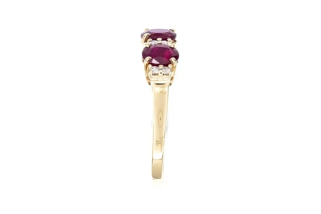 (S)Yellow Gold Diamond Ruby Gemstone Ring